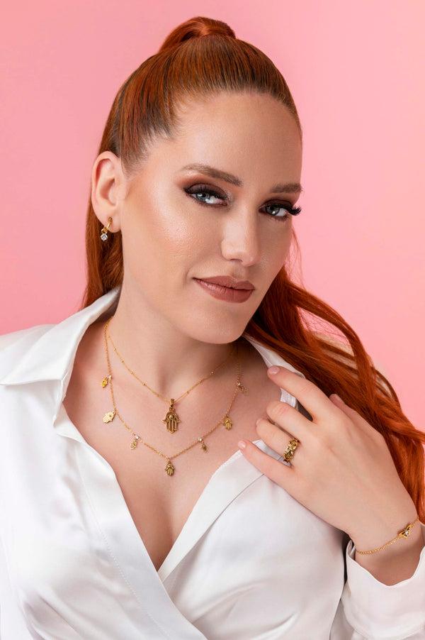 Carisma Hamsa Eye Multi Charm Necklace