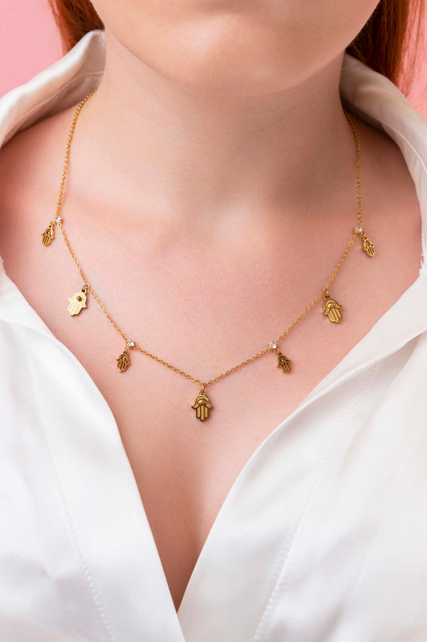 Carisma Hamsa Eye Multi Charm Necklace
