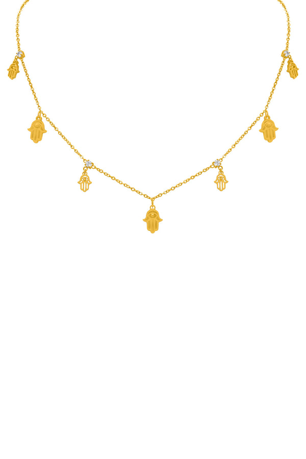carisma Hamsa Eye Multi Charm Necklace