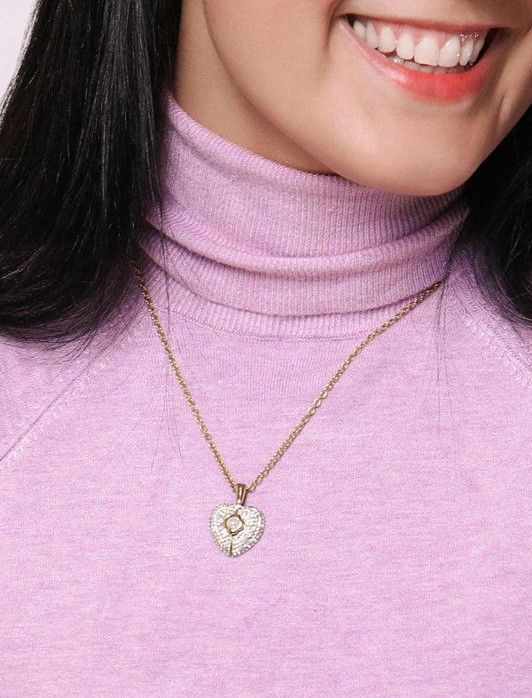 Carisma Heart Pavé Engravable Pendant