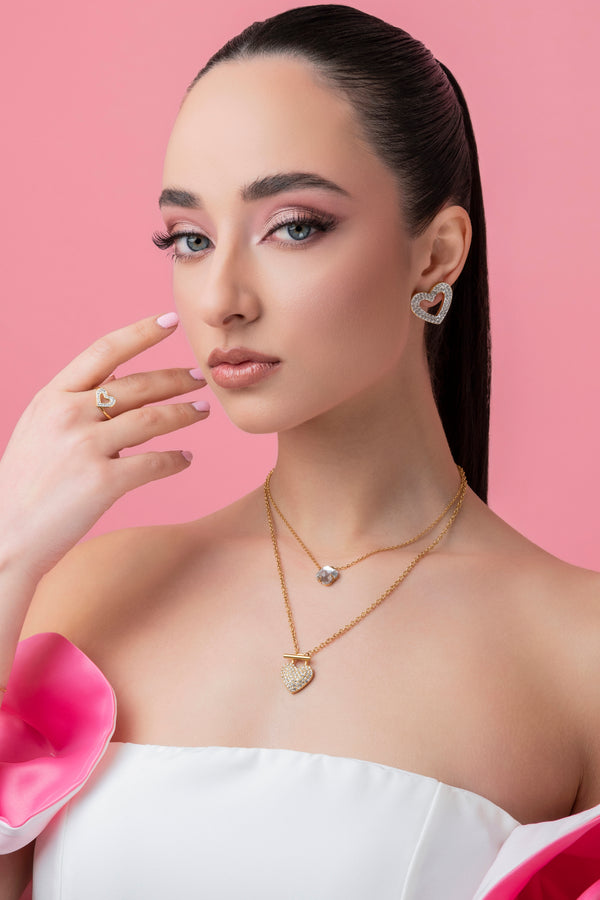 Carisma Heart Pavé Lock Necklace