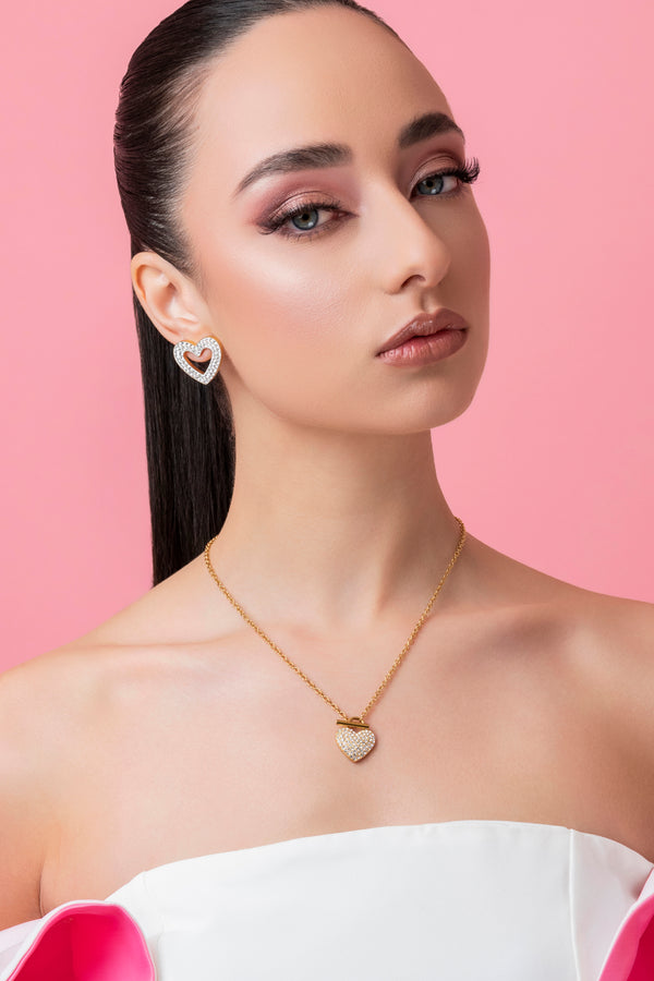 Carisma Heart Pavé Lock Necklace