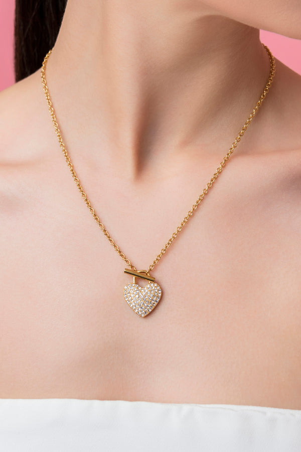 Carisma Heart Pavé Lock Necklace