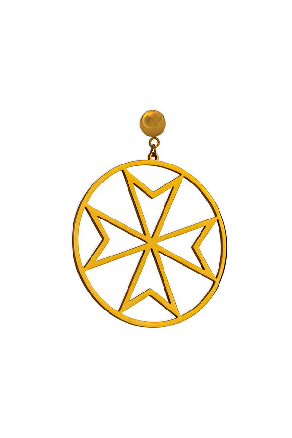 Carisma Hollow Maltese Cross Hoop Earring Set