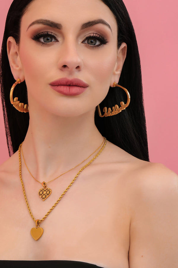 Carisma Inħobbok Qalbi Statement Hoop Earring Set
