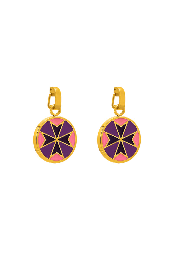 carisma Lavender Maltese Cross Pendant Earring Set