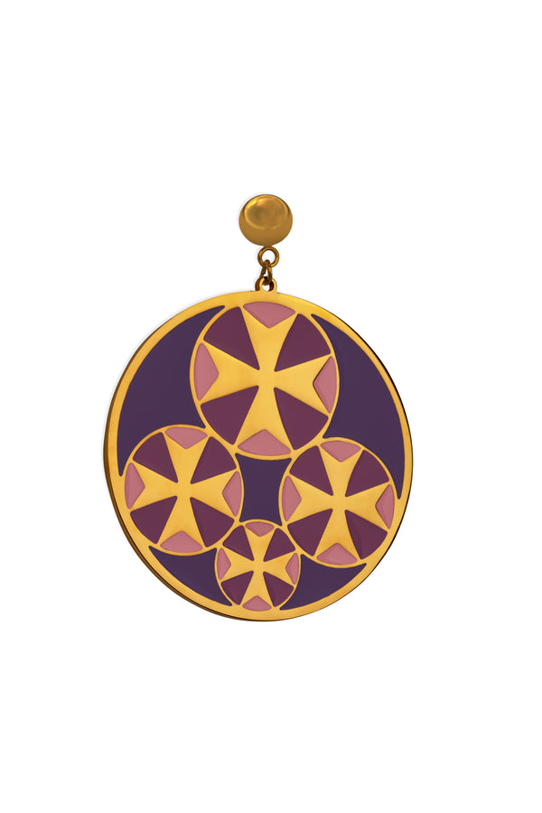 Carisma Lavender Tetrad Maltese Cross Earring Set