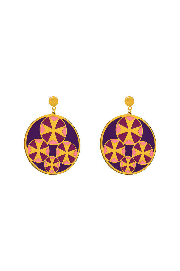 carisma Lavender Tetrad Maltese Cross Earring Set