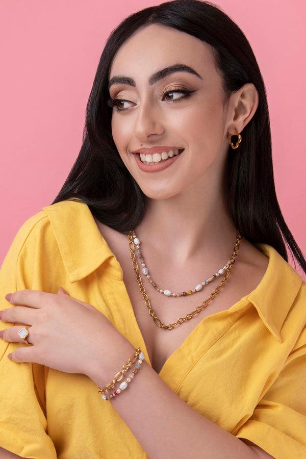 Carisma Link Beaded Double Chain Necklace