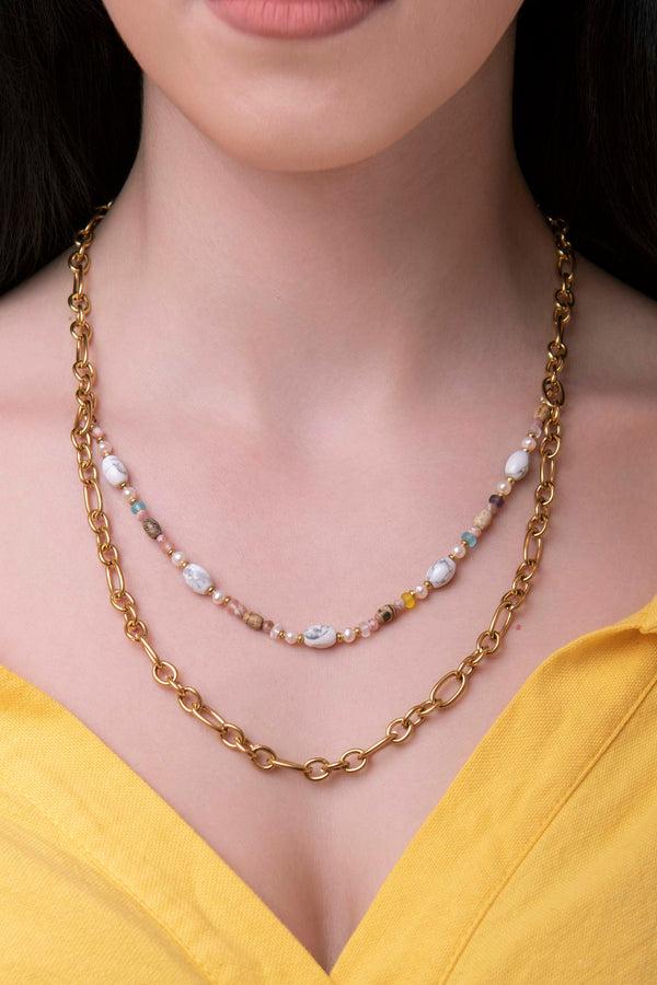 Carisma Link Beaded Double Chain Necklace