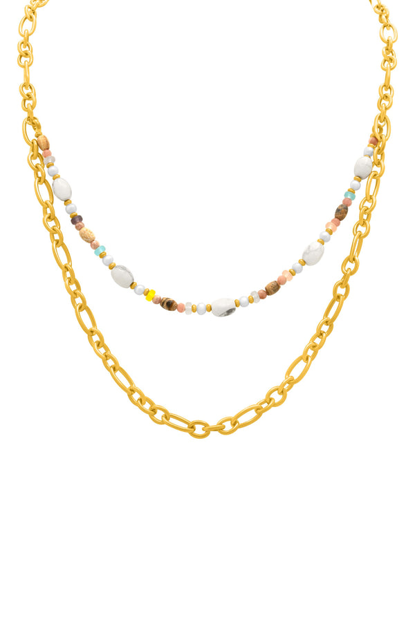 carisma Link Beaded Double Chain Necklace