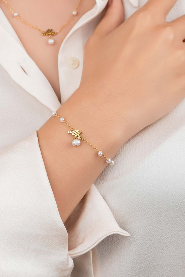 Carisma ‘Ma’ Cursive Freshwater Pearl Bracelet