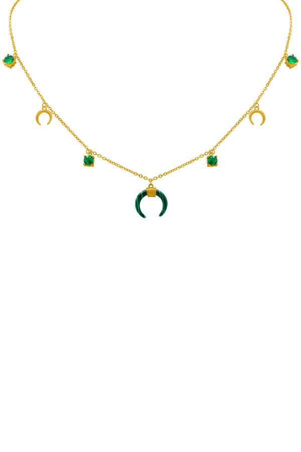 carisma Malachite Crescent Horn Charm Necklace