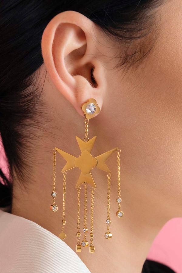 Carisma Maltese Cross Chandelier Earring Set