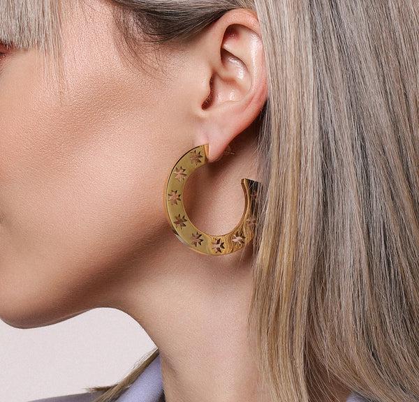 Carisma Maltese Cross Half Hoop Earring Set