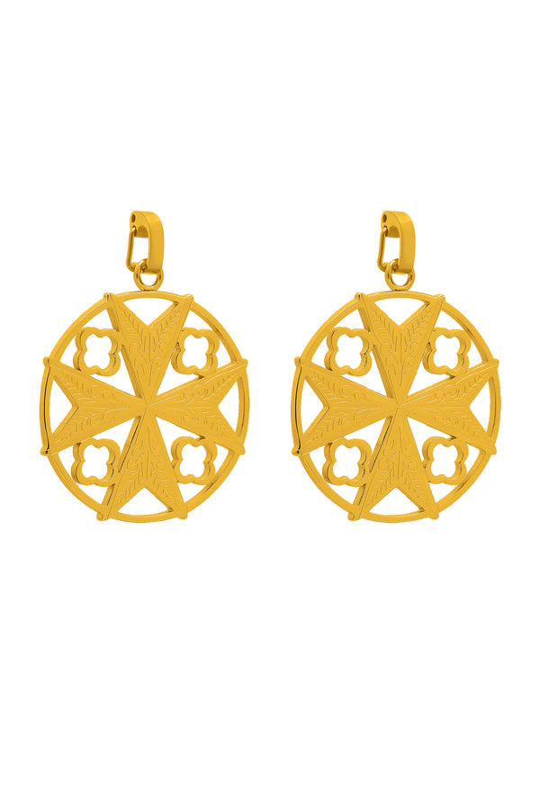 carisma Maltese Cross Hollow Pendant Earring Set