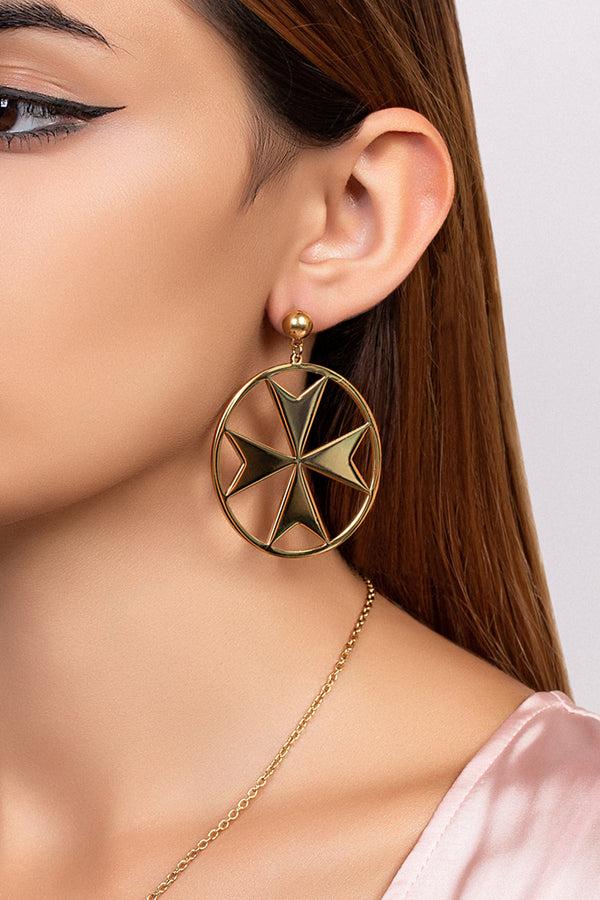 Carisma Maltese Cross Hoop Earring Set