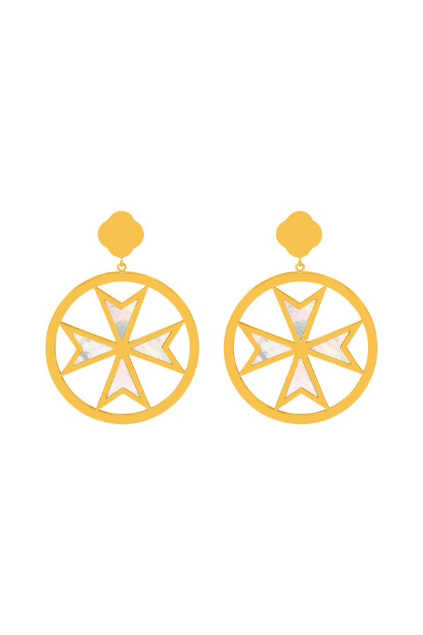 carisma Maltese Cross Madre Perla Earring Set