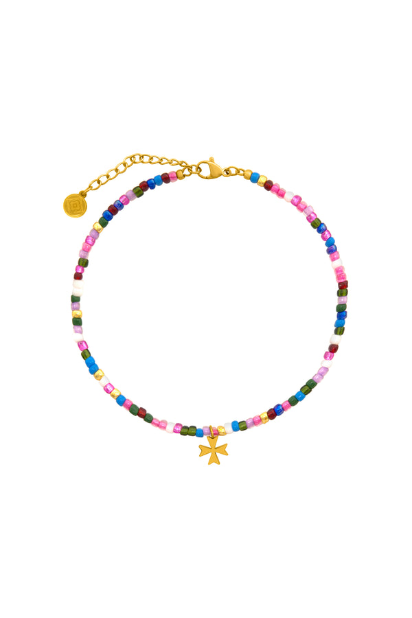 carisma Maltese Cross Multicoloured Beaded Anklet