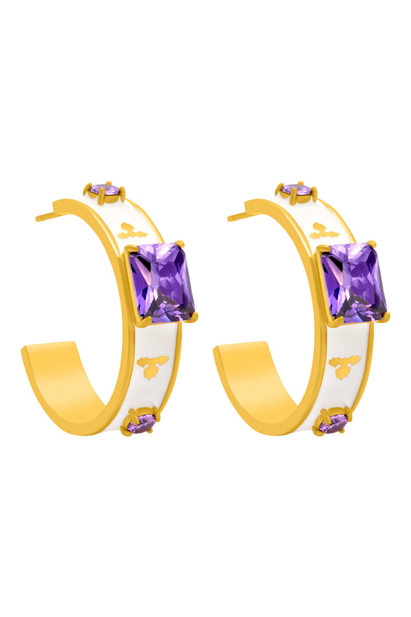 carisma Maltese Tile Royal Purple Hoop Earring Set