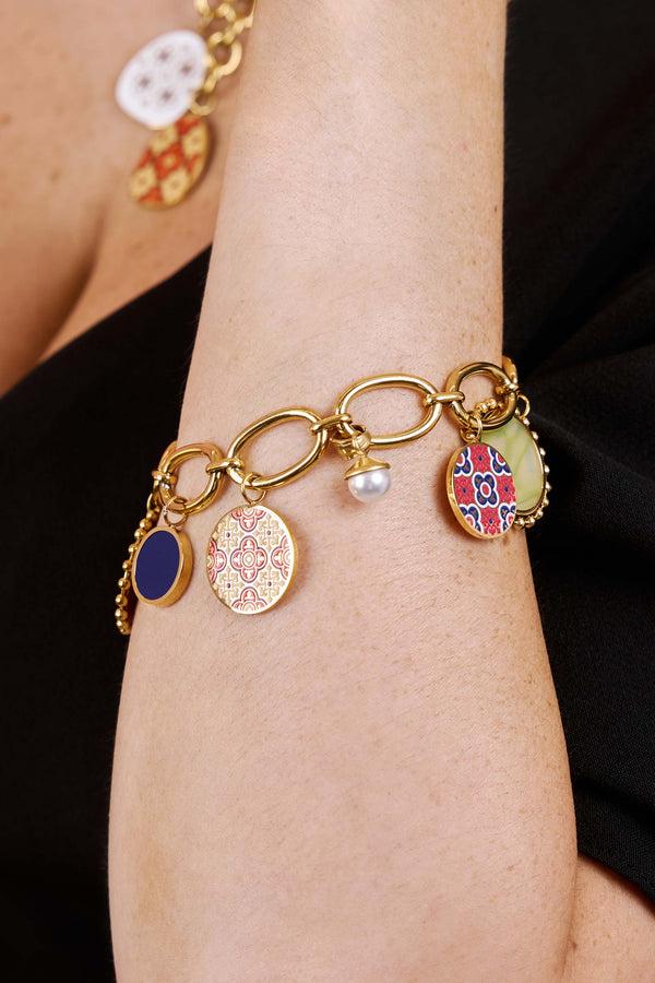 Carisma Maltese Tile & Stone Charm Bracelet