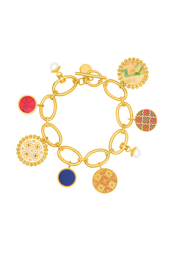 carisma Maltese Tile & Stone Charm Bracelet