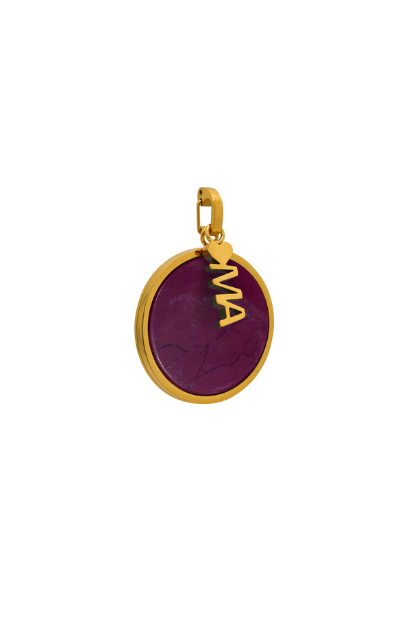 Carisma Maroon Stone Marble Large Circle Pendant