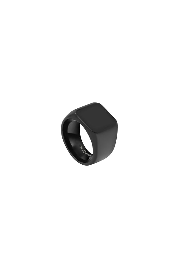 Carisma Matte Black Square Engravable Ring