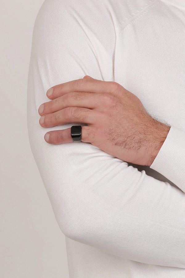 Carisma Matte Black Square Ring