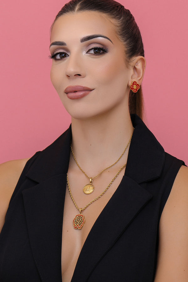 Carisma Neolithic Red Ochre Stud Earring Set