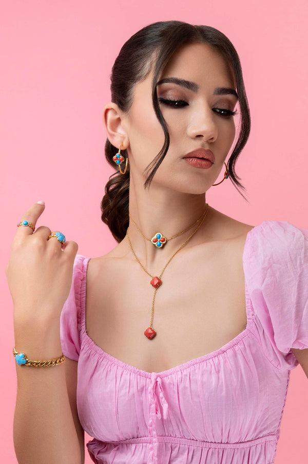 Carisma Olimpia's Coral & Turquoise Choker