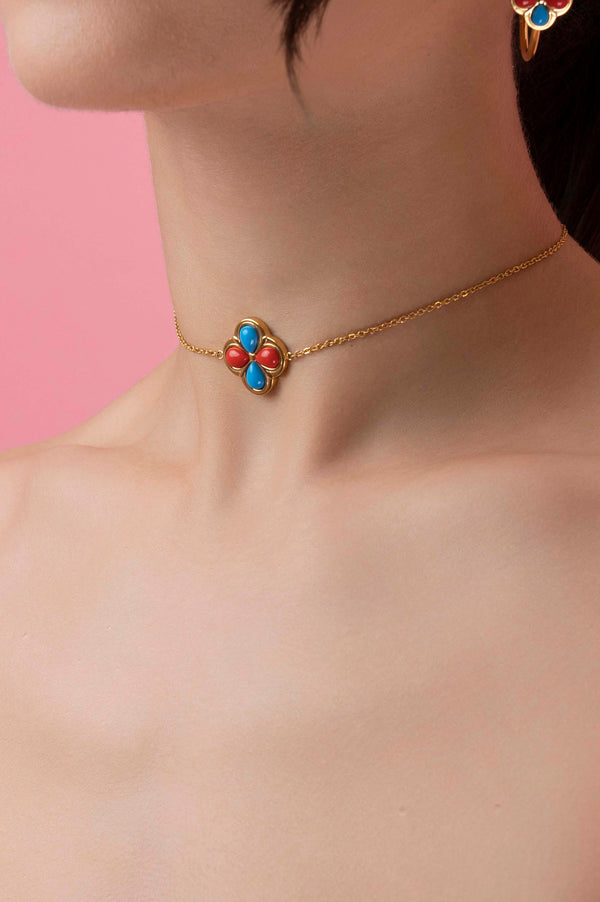 Carisma Olimpia's Coral & Turquoise Choker