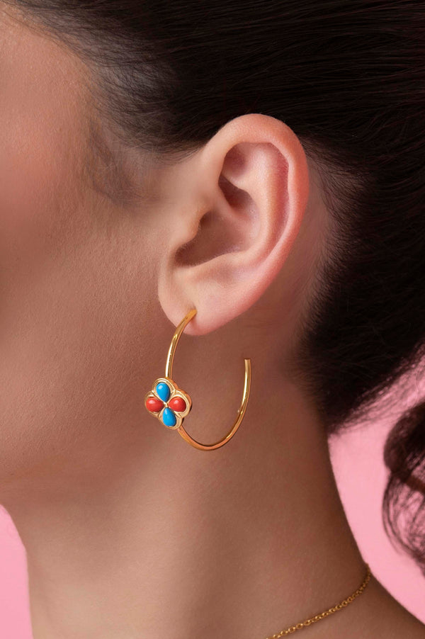 Carisma Olimpia's Coral & Turquoise Hoop Earring Set