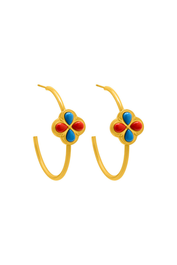 carisma Olimpia's Coral & Turquoise Hoop Earring Set