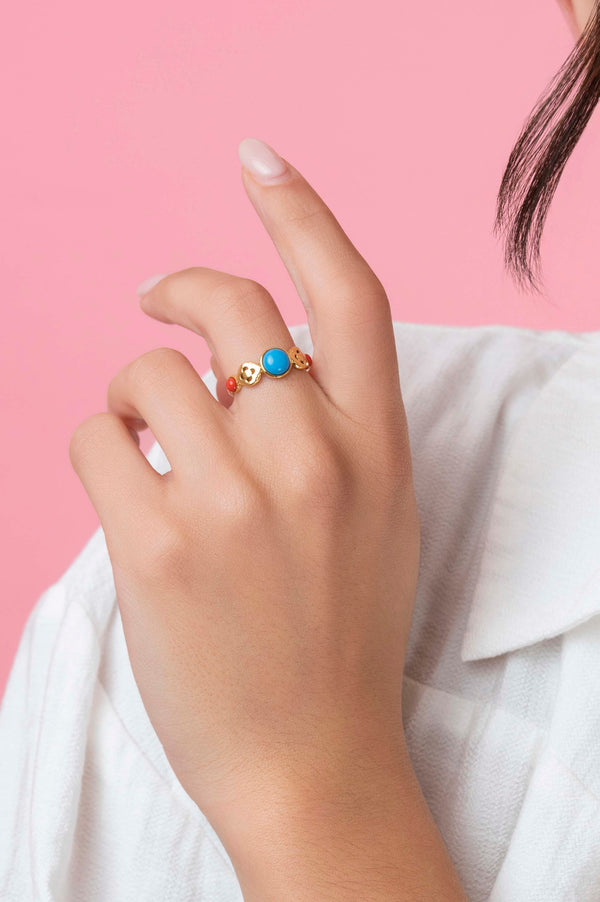Carisma Olimpia's Coral & Turquoise Ring
