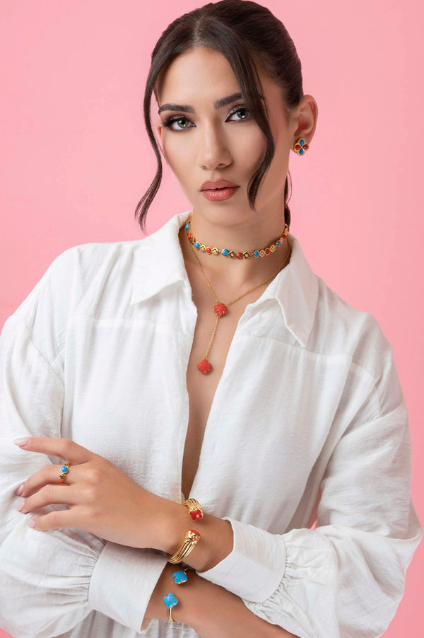 Carisma Olimpia's Coral & Turquoise Statement Choker