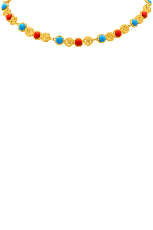 carisma Olimpia's Coral & Turquoise Statement Choker