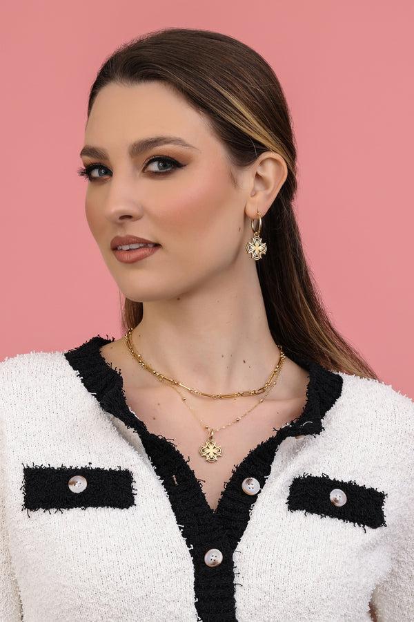 Carisma Ornate Maltese Cross Pendant Earring Set