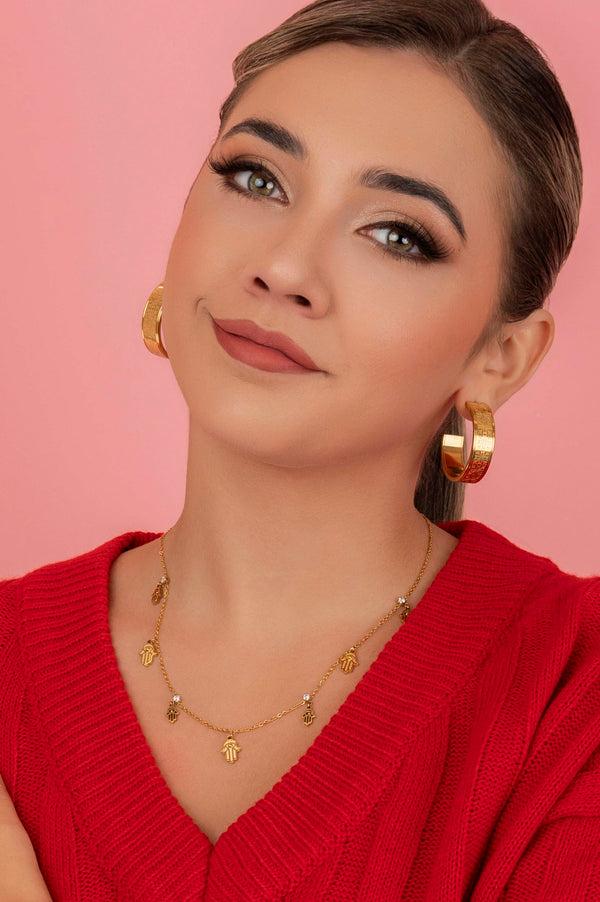 Carisma Patterned Tile Medium Hoop Earring Set