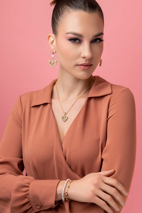 Carisma Pearl Heart Drop Earring & Pendant Gift Set