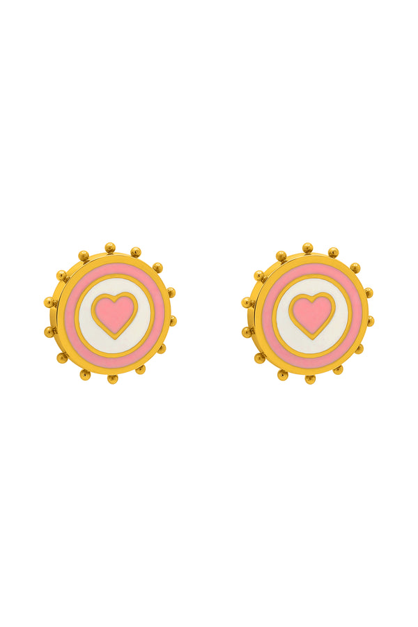 carisma Pink Circle Love Stud Earrings