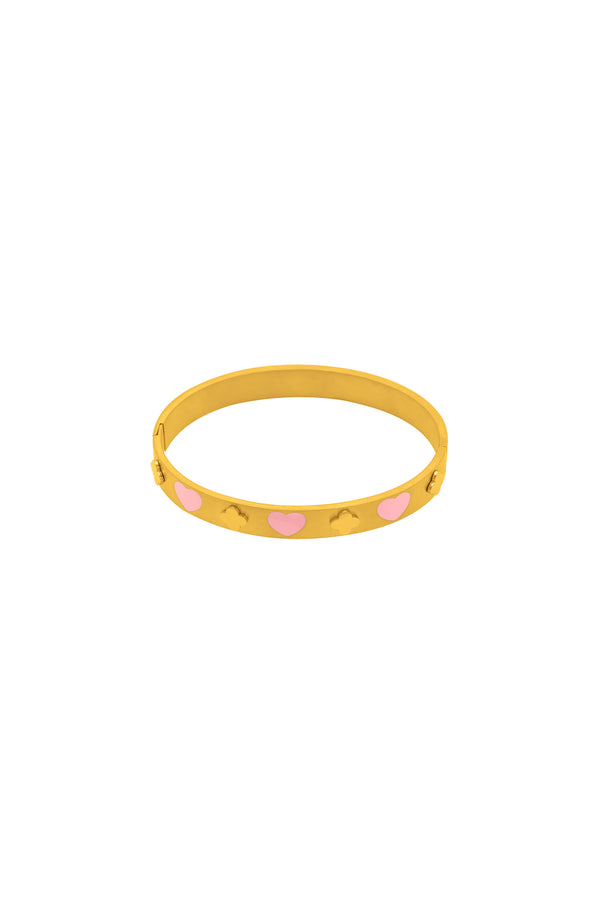 Carisma Pink Heart Enamel Bangle