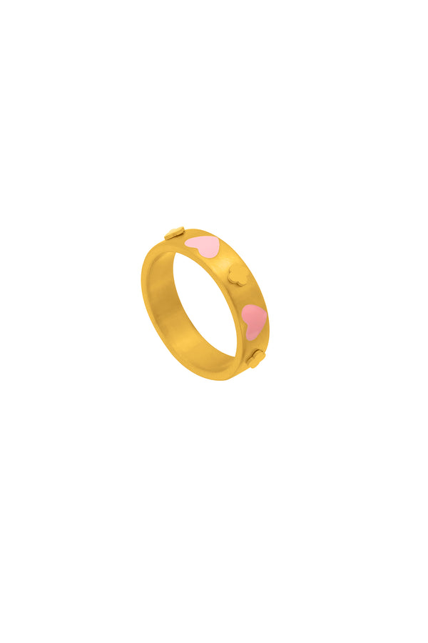carisma Pink Heart Enamel Ring