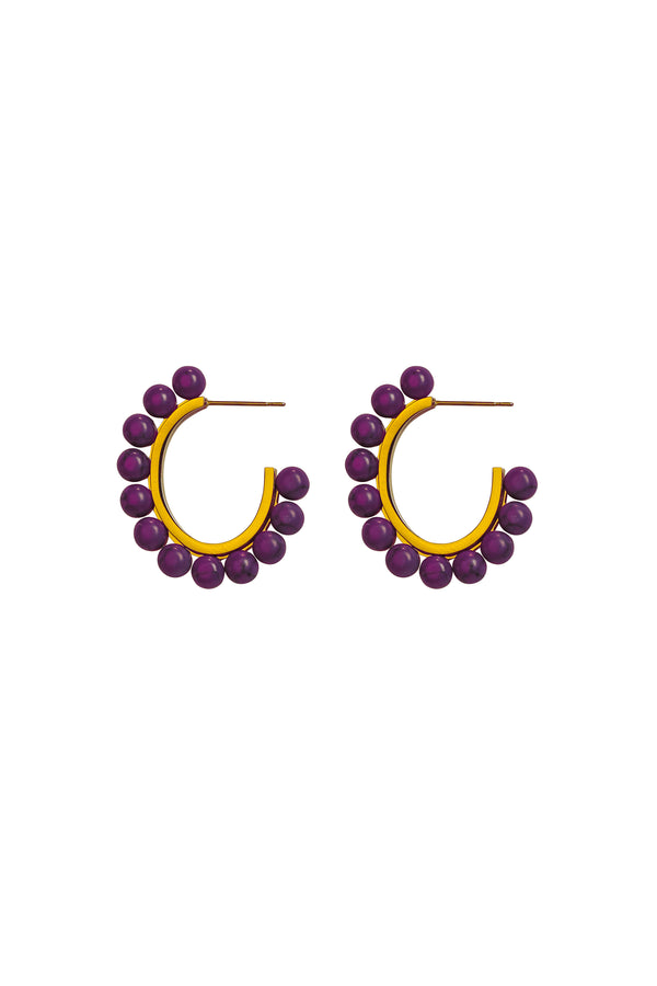 carisma Purple Pearl Hoop Earring Set