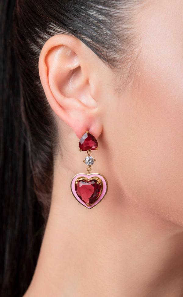 Carisma Qalb Tħabbat Drop Stud Earring Set