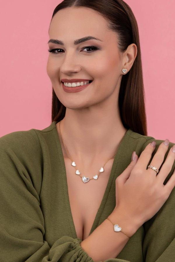 Carisma Qalbi Mother Of Pearl Stud Earring Set