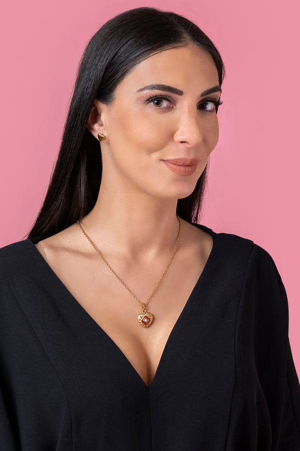 Carisma Red Heart Enamel Engravable Pendant