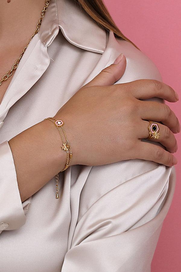 Carisma Reġina Pink & Black Enamel Ring