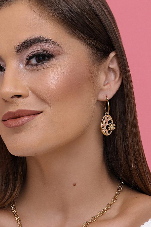 Carisma Reġina Pink Enamel Pendant Earring Set