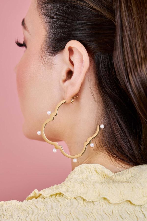 Carisma Roberta's Pearl Large Hoop Earring Set